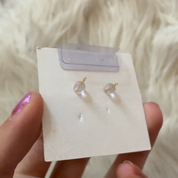 NWT 18k gold plated sterling silver post crescent moon drop earrings - Picture 2 of 3